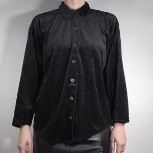 Vintage Striped Velvet Button Down Shirt